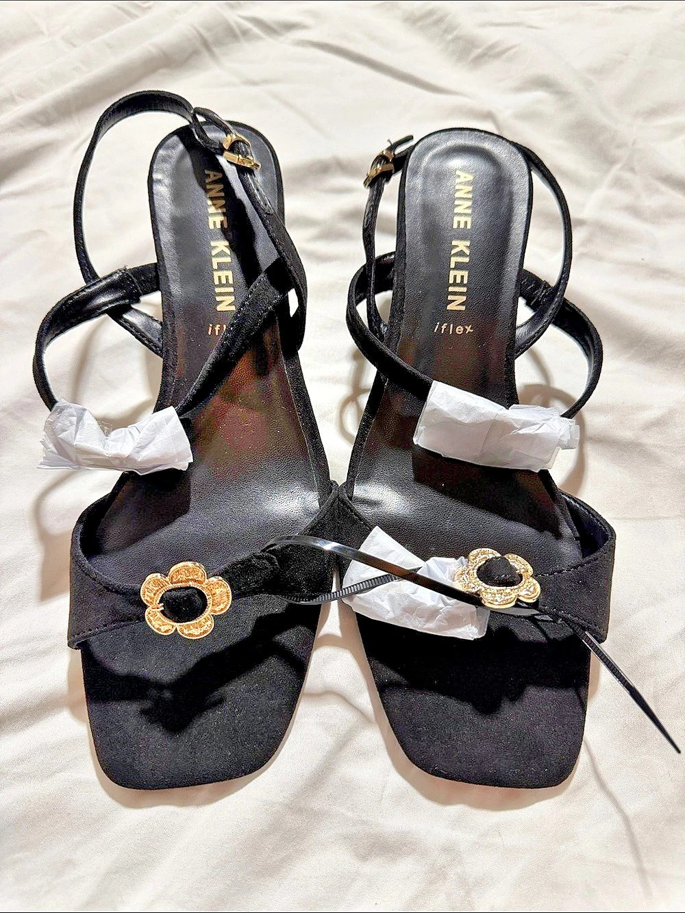 Anne Klein Felipa Flower Embellished Block Heel Dress Sandal